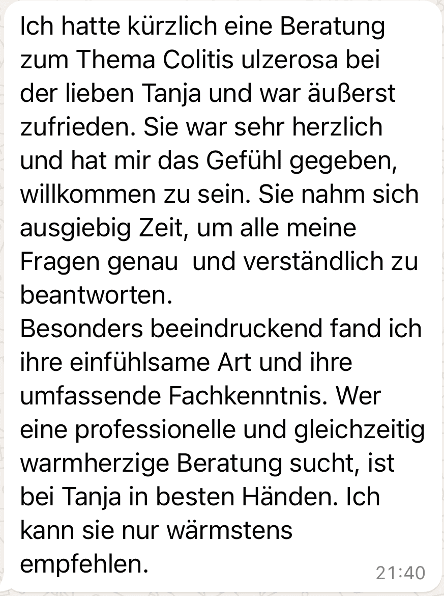 Kundenstimme Yasemine: Gesundheitsberatung bei Colitis