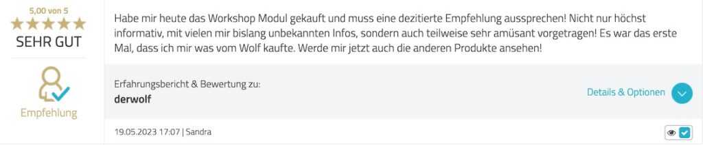 Wolf Masterclass Profi 1 Coaching-Programm mit Christian Scheidl
