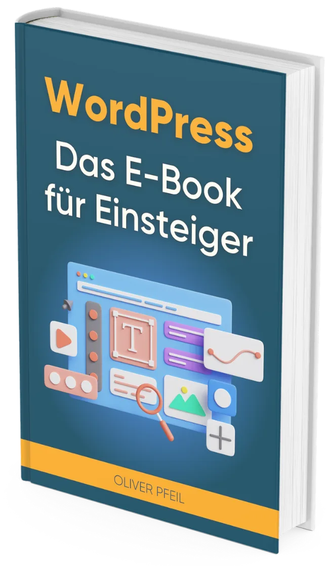 WordPress Das E-Book für Einsteiger 3D Buchcover mit modernen Design-Icons