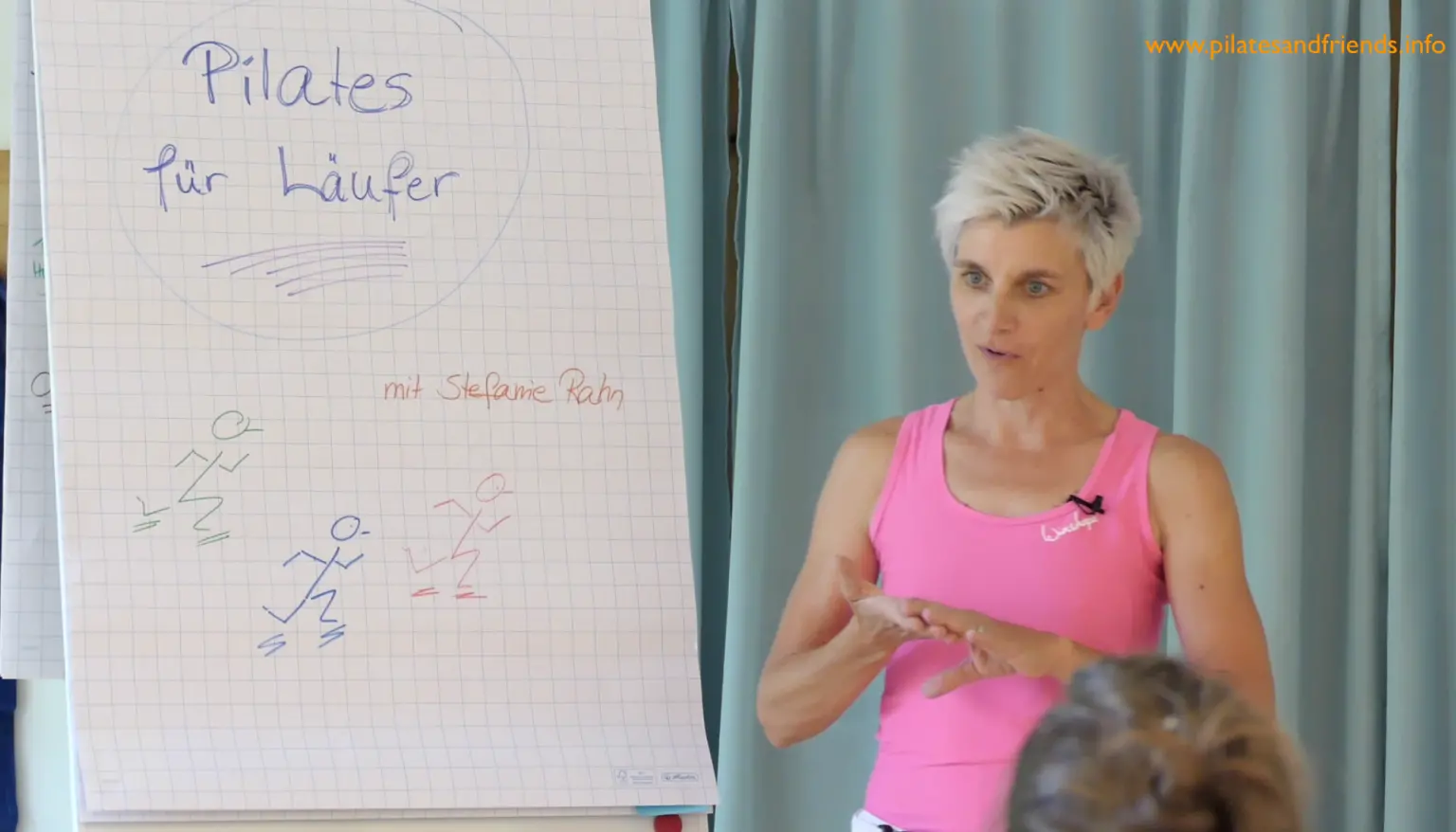 Flipchart mit Titel Pilates für Läufer und Kerstin Bredehorn