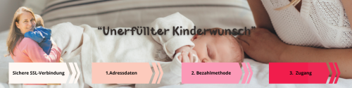 Workshop Banner mit Text Unerfüllter Kinderwunsch, vier Module mit Icons und Beschreibungen