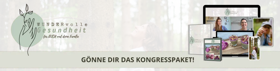 Email-Header des WUNDERvolle Gesundheit Kongresses mit Logo, Slogan und Kongresspaket-Ankündigung