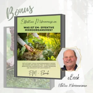 eBook-Cover Effektive Mikroorganismen mit Hand im Garten und Pflanzen