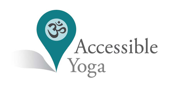 Accessible Yoga Logo mit OM-Symbol und Standort-Pin