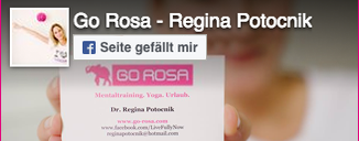 Logo und Facebook-Button für Go Rosa von Regina Potocnik mit Yoga-Themen