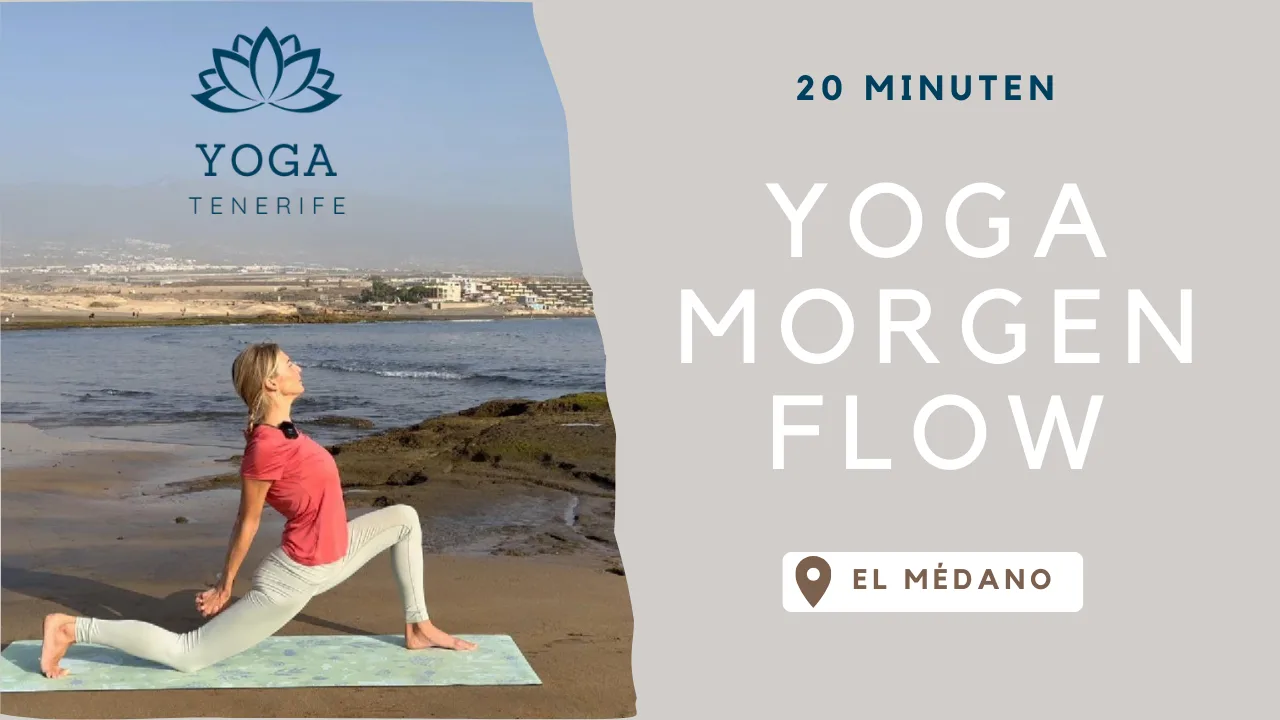 Yoga Morgen Flow 20 Minuten – Eva in Yoga-Pose am Strand von El Médano, Teneriffa