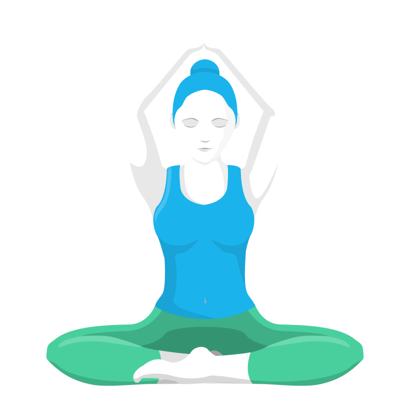 Yoga auf Deutsch Online – Minimalistische Illustration einer meditierenden Frau