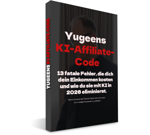 3D E-Book Mockup Yugeen KI-Affiliate-Code mit 13 Fehlern und KI-Optimierung