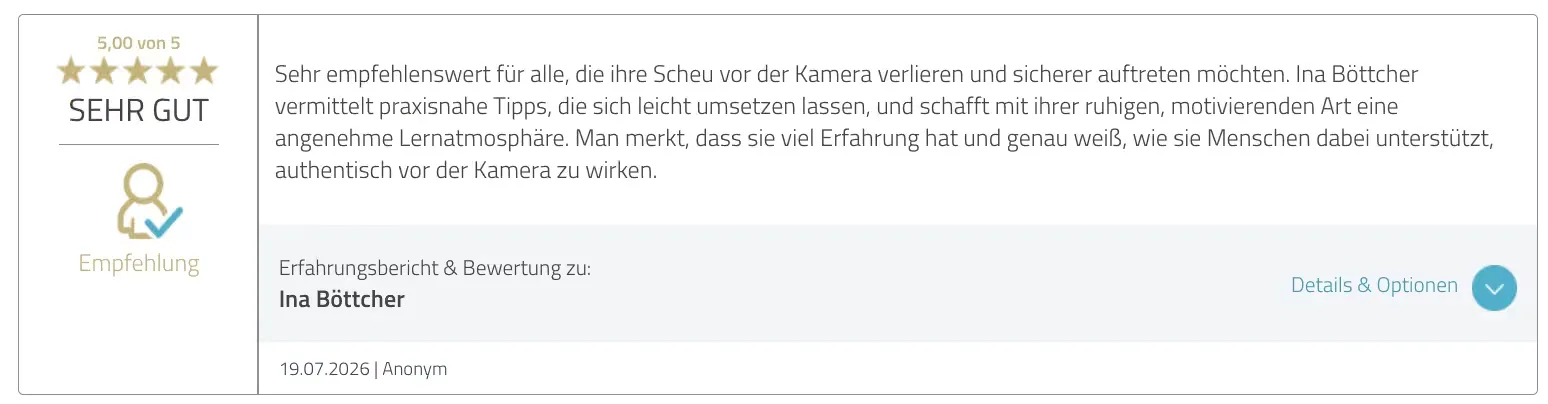 Kursmodul Selbstpräsentation aus Zeig dich! Live-Online-Kurs