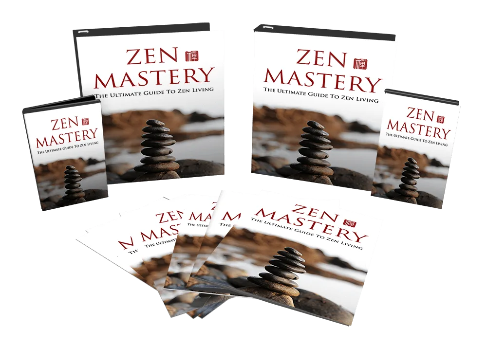 Zen Mastery Bundle mit gestapelten Steinen, mehrere Formate: eBooks, Videos und Printmaterialien