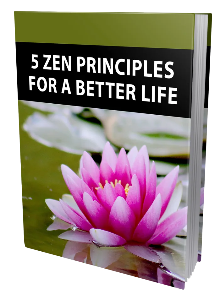 5 Zen Principles for a Better Life Special Report mit rosa Lotusblüte