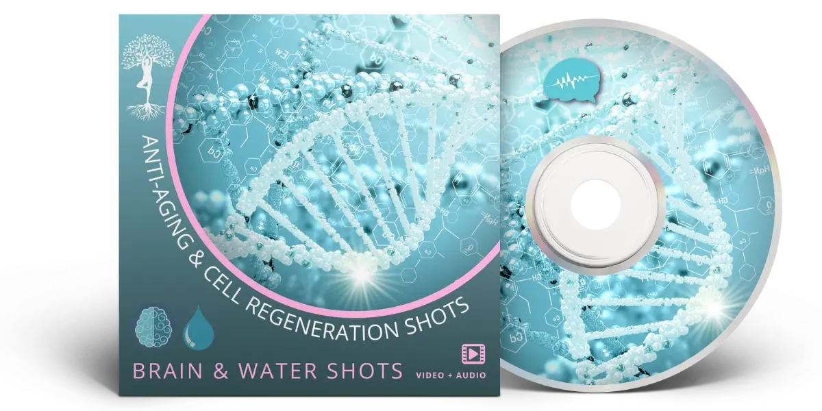 DVD-Mockup mit Cover und Disc – Anti-Aging & Cell Regeneration Shots, Brain & Water Shots Subliminals, DNA-Helix