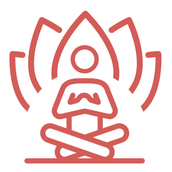 Icon einer meditierenden Person in Lotusposition mit Aura