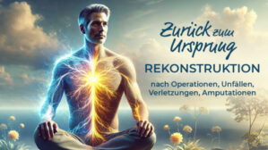 Thumbnail meditierender Mann mit leuchtender Körperenergievisualisierung, Kursthema Rekonstruktion