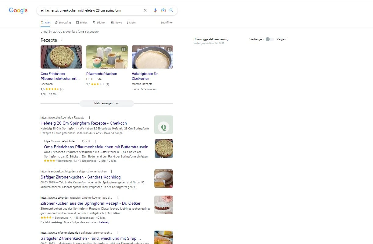 SEO für Foodblogger - Keywordrecherche