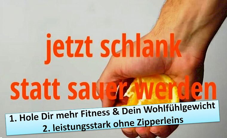 Motivations-Banner mit Apfel in Hand, Aufruf jetzt schlank statt sauer werden, Fitness und Wohlfühlgewicht, mobile Version