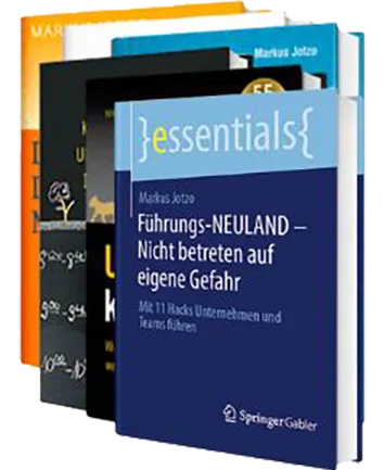Buchcover-Sammlung mit Markus Jotzo Publikationen zu Führung und Management
