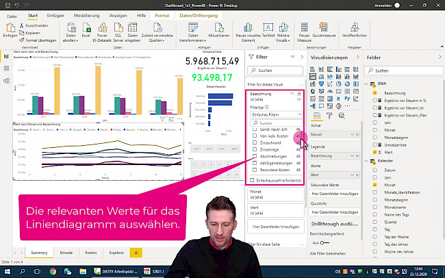 Kursinhalt 1x1 von Microsoft Power BI in der Steuerkanzlei mit Datendarstellung