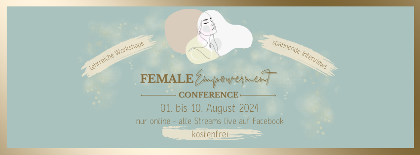 Hero-Banner Female Empowerment Conference mit Veranstaltungsdaten August 2024