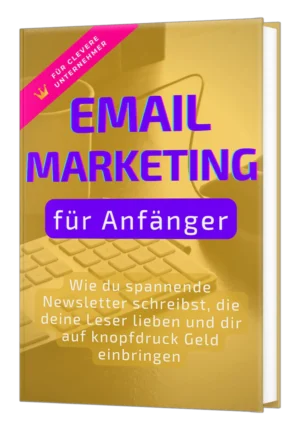 Goldfarbenes Buch-Cover – Email Marketing für Anfänger mit purpurner Schrift