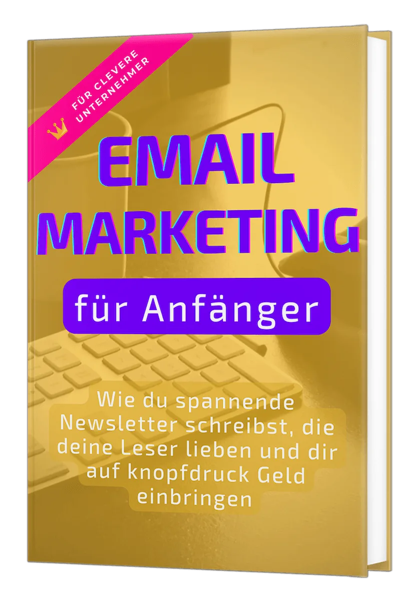 Goldfarbenes Buch-Cover – Email Marketing für Anfänger mit purpurner Schrift