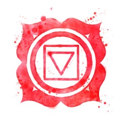 Chakra-Symbol Wurzelchakra Muladhara in Rot mit geometrischen Formen