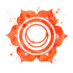 Chakra-Symbol Svadisthana in Orange mit aquarellartiger Struktur