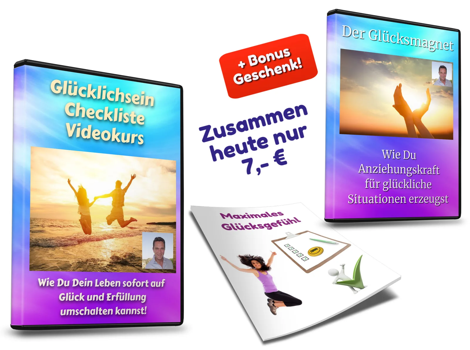 5-Schritte-Meditations-Videotraining 12 Bundle Glücklichsein Videokurs, Glücksmagnet DVD, Workbook mit Bonus-Angebot 7 Euro