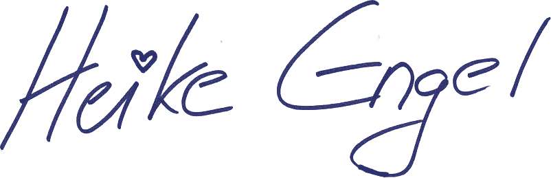 Handschriftliche Unterschrift Heike Engel mit Herz
