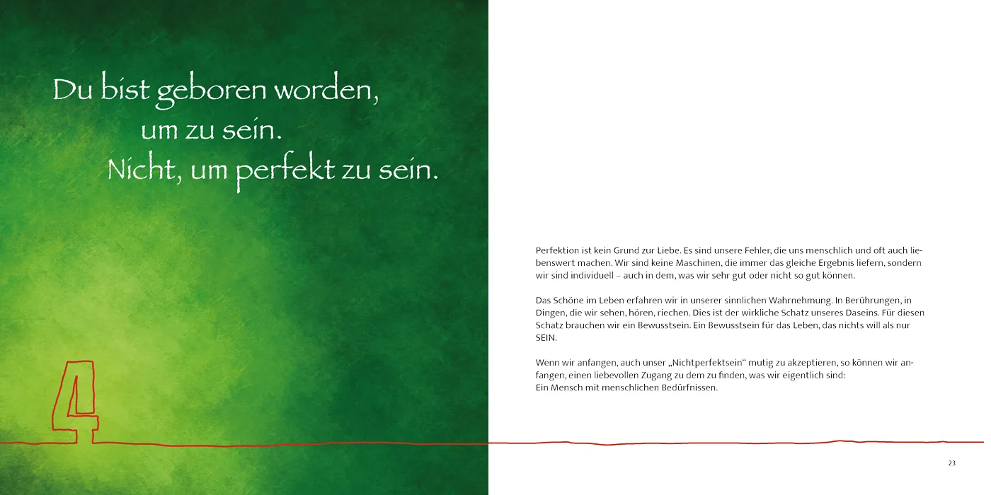Aufgeschlagenes Buch 52 Impulse mit Beispielseiten und Denkanstößen