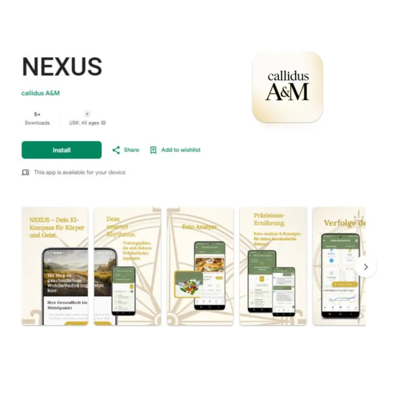 NEXUS App Screenshot und Vorschau der callidus A&M Gesundheits-Anwendung