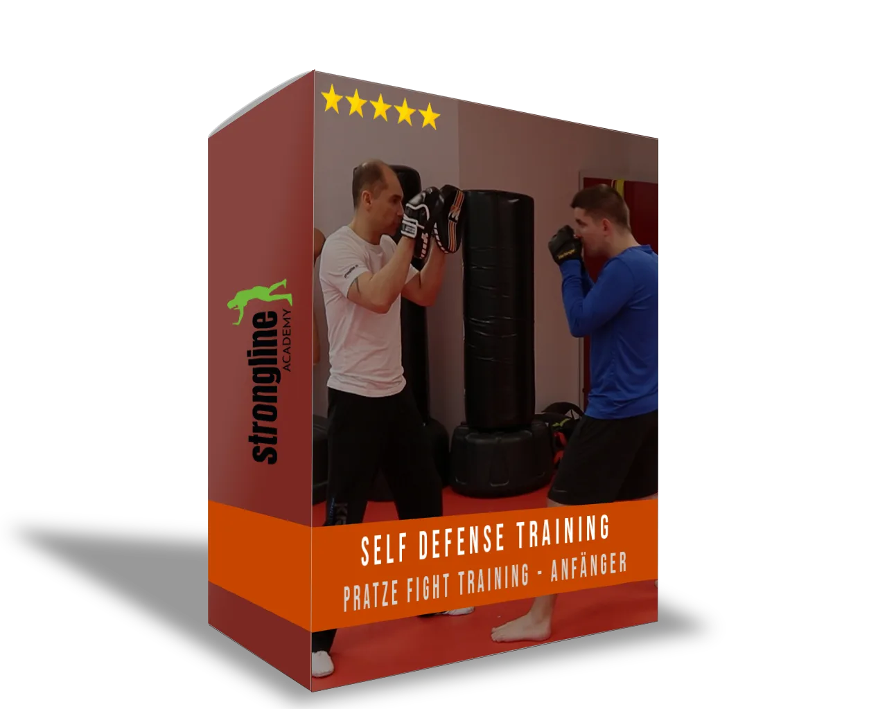 90-Tage-Fahrplan – Selbstverteidigungs-Videokurs von Marcel Descy 15 Produktbox Box Pratze Fight Training Anfänger mit zwei Trainierenden an Pratzen und 5-Stern-Bewertung