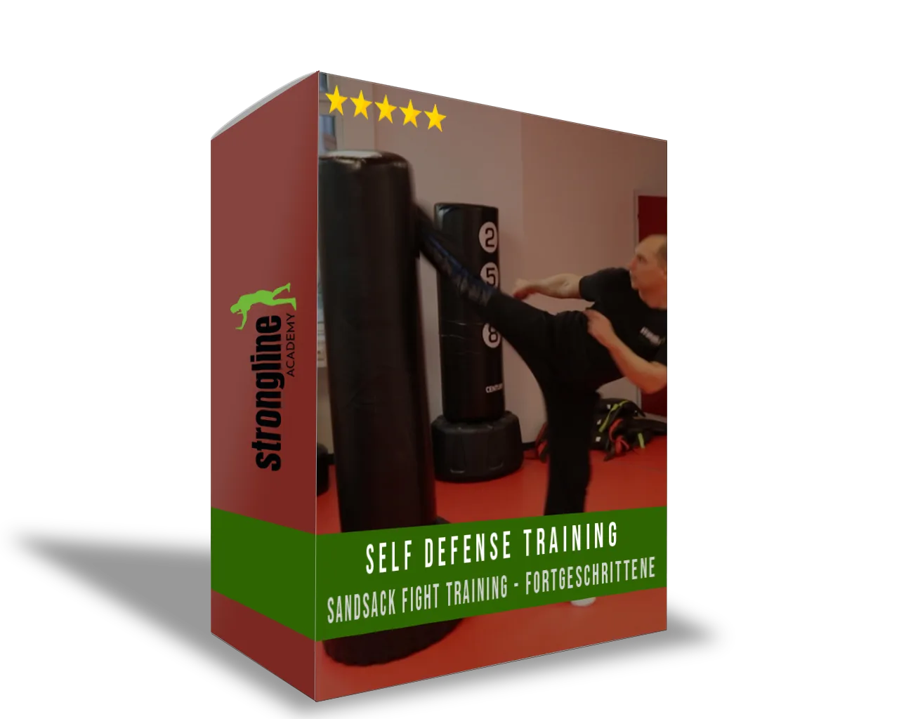 90-Tage-Fahrplan – Selbstverteidigungs-Videokurs von Marcel Descy 19 Produktbox Box Sandsack Fight Training Fortgeschrittene mit Trainierendem am Sandsack und 5-Stern-Bewertung