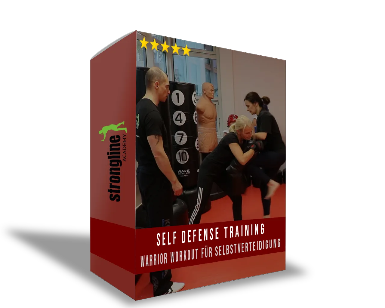 90-Tage-Fahrplan – Selbstverteidigungs-Videokurs von Marcel Descy 11 Warrior Workout für Selbstverteidigung Produktbox mit Trainer und Gruppe, 5-Sterne-Bewertung