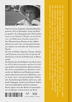 Backcover Sigrid Peyerimhoff mit Porträtfoto und biografischem Text auf gelbem Feld