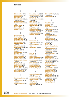Personenregister Sigrid Peyerimhoff mit alphabetischer Auflistung von Namen