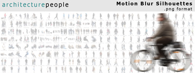 Galerie mit 150 Menschen-Silhouetten mit Bewegungsunschärfe-Effekt