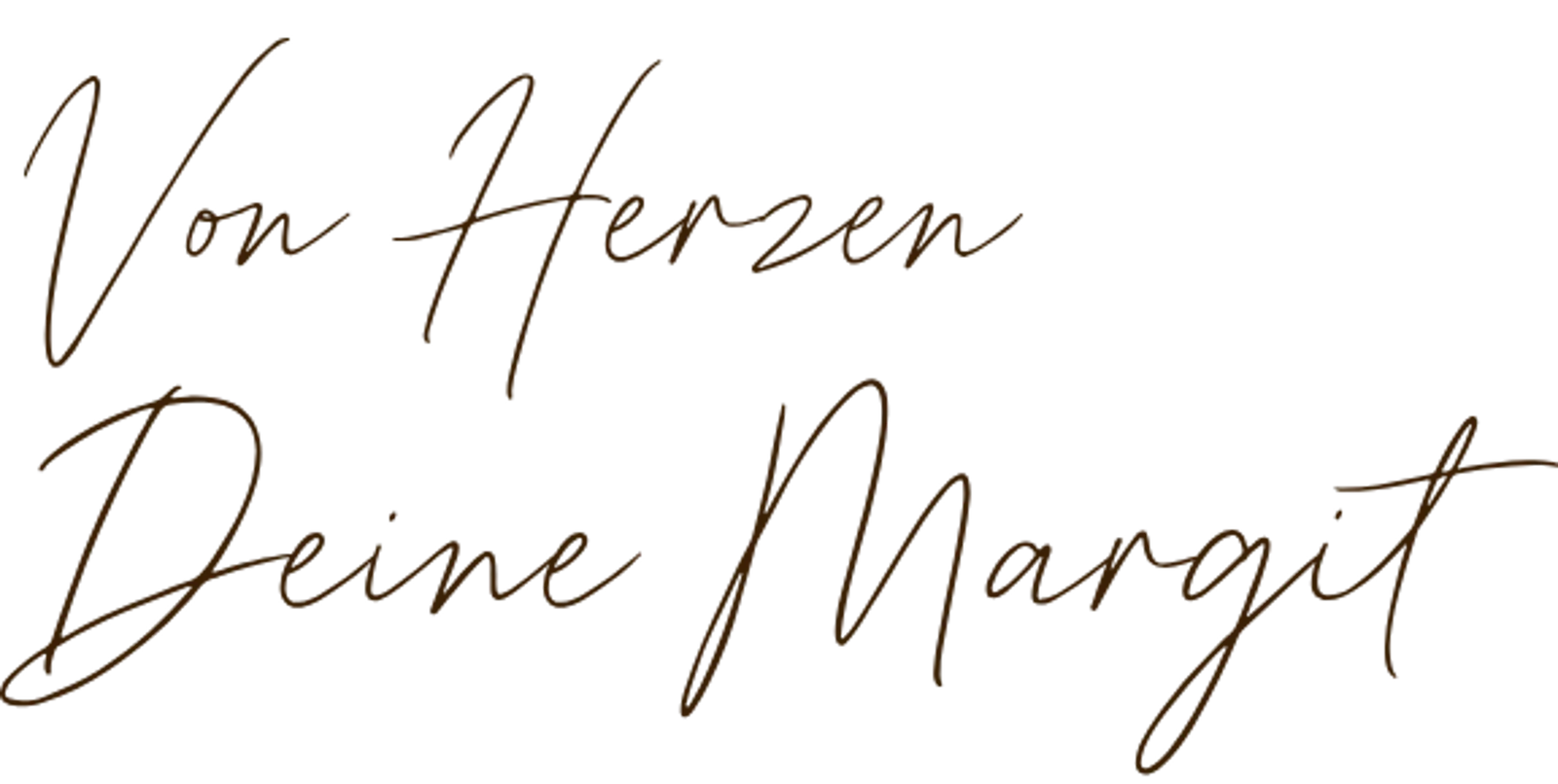 Handgeschriebene Unterschrift von Margit Lohninger in Brauntönen