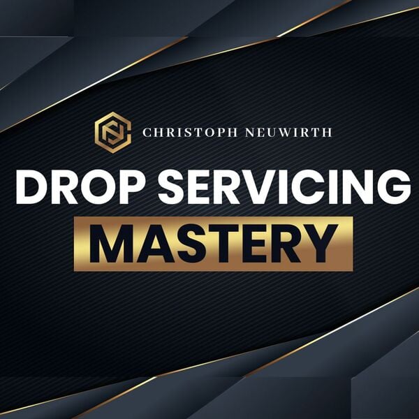 Drop Servicing Mastery Banner mit Christoph Neuwirth Logo auf dunklem Hintergrund