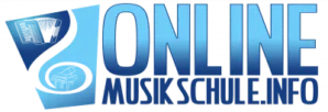 Logo der Onlinemusikschule.info mit blauem Akkordeon-Symbol und Schriftzug