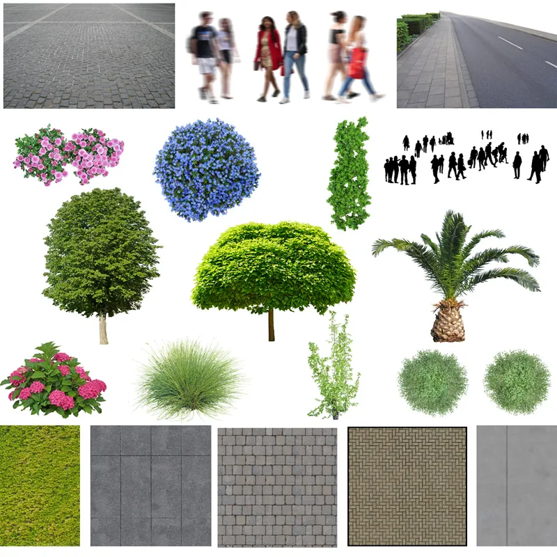 ArchViz Starter Kit Beispielsammlung mit Personen, Bäumen, Texturen und Materialien