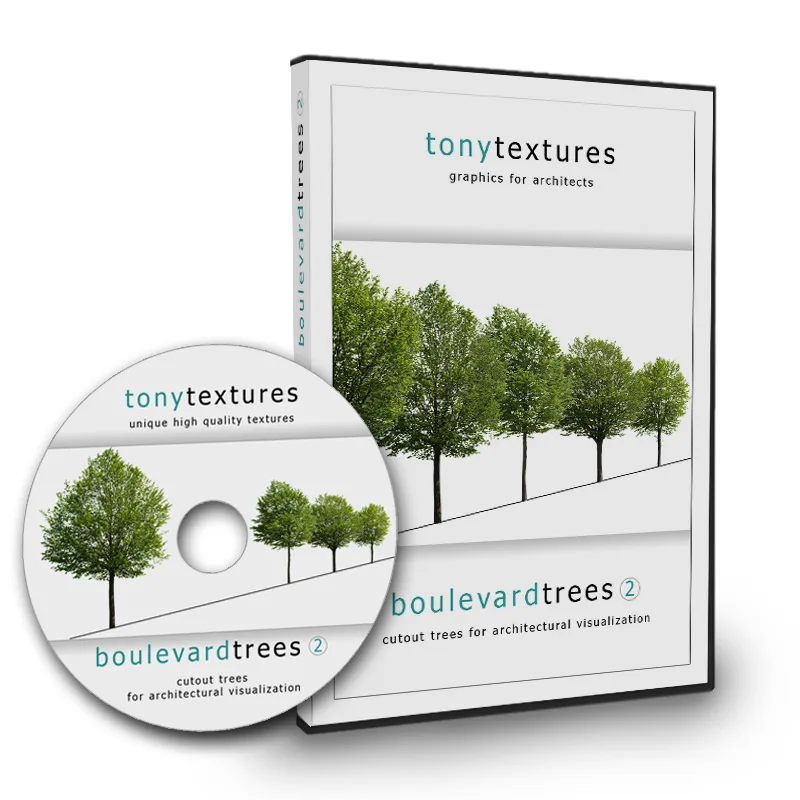 Produktbox und DVD von Boulevard Trees 2 – Alleebäume PNG-Freisteller für Architekten von Tonytextures