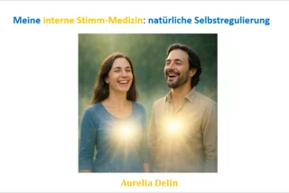 Porträt von Aurelia Delin, Frau mit braunen Haaren, lächelnd mit Lichtsymbol