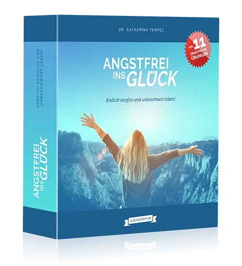Produktbox des Videokurses Angstfrei ins Glück von Dr. Katharina Tempel mit Frau auf Berg