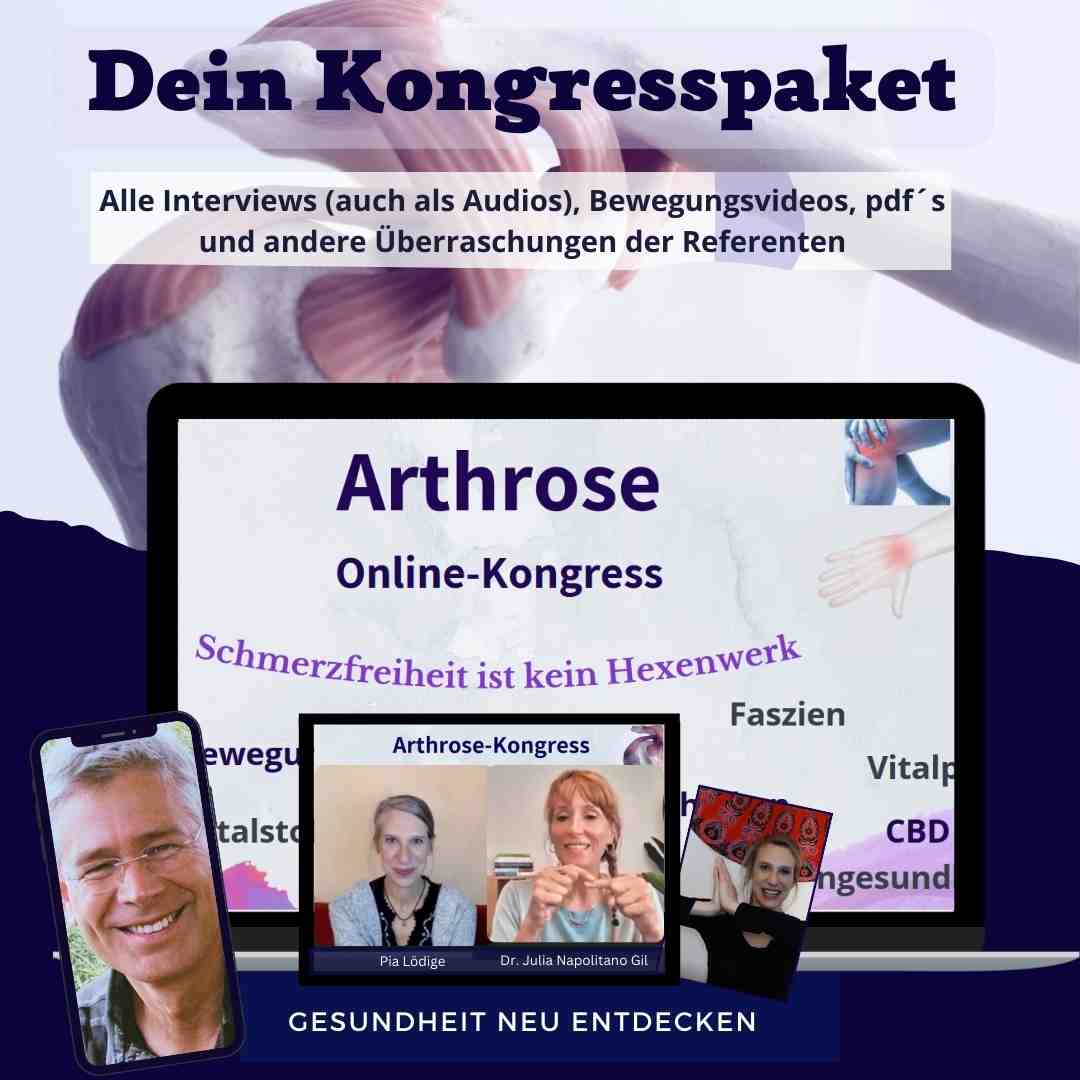 Hero-Banner für Arthrose-Online-Kongress mit Paket-Beschreibung und Referenten-Vorschau