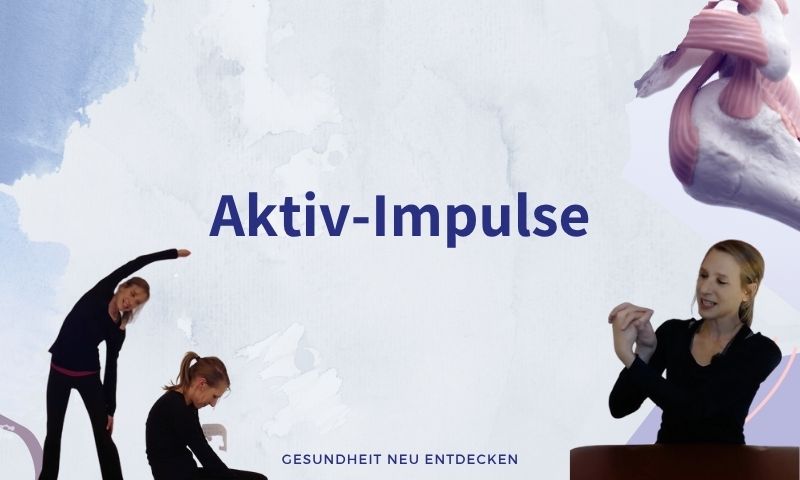 Arthrose Aktiv-Impulse Banner mit Personen bei Bewegungsübungen und Tagline Gesundheit neu entdecken
