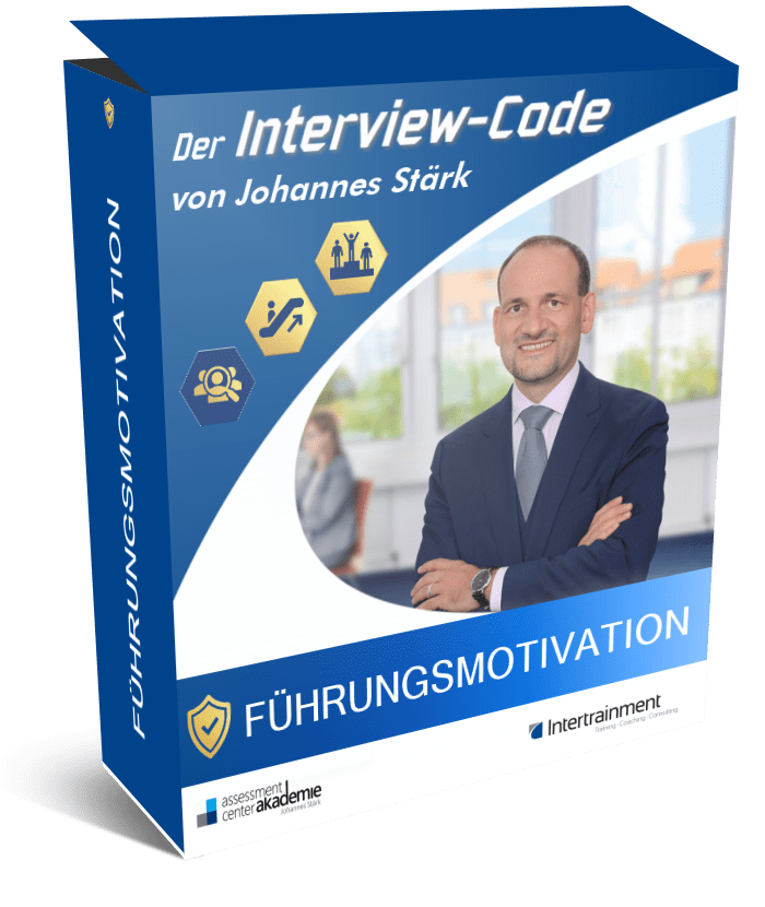 Interview-Code Führungsmotivation Produktbox von Johannes Stärk mit blauem Design