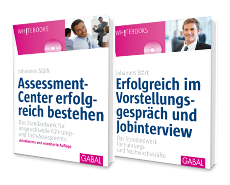 Zwei Bücher von Johannes Stärk zum Assessment-Center und Vorstellungsgespräch, Whitebooks-Verlag