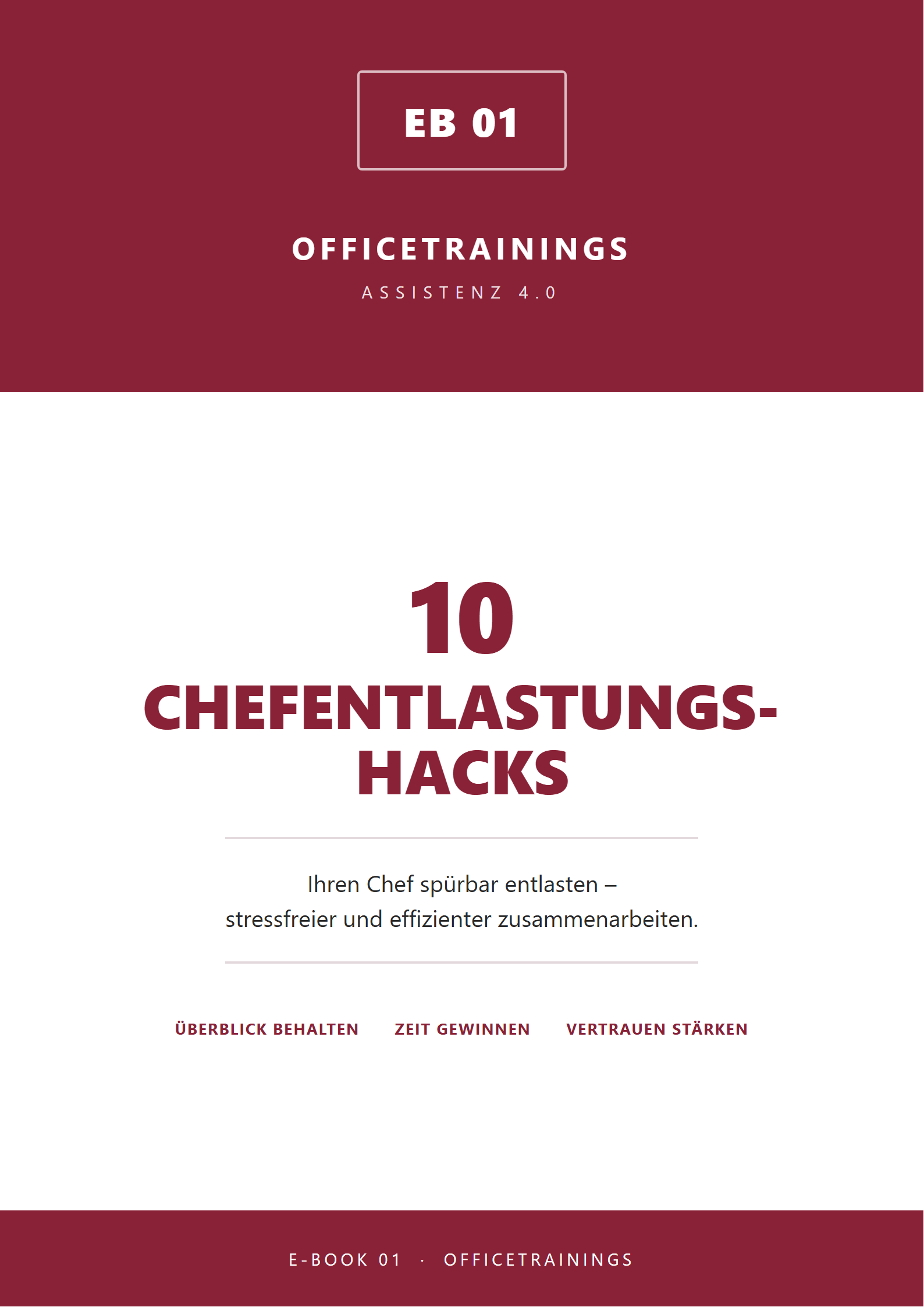 Cover des E-Books Chefentlastung aus dem Assistenz 4.0 Starter-Bundle mit Vorlagen und Checklisten