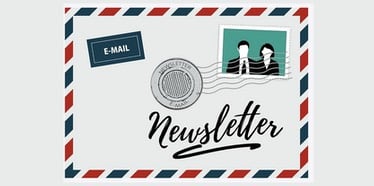 Vintage-Briefumschlag mit E-Mail-Symbol und Newsletter-Schriftzug